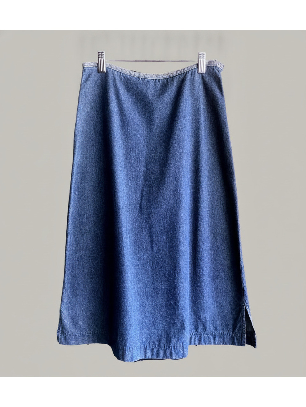 Vintage Sundance Denim Midi Skirt Size 4 A-Line Side Slits Fairycore Cottagecore